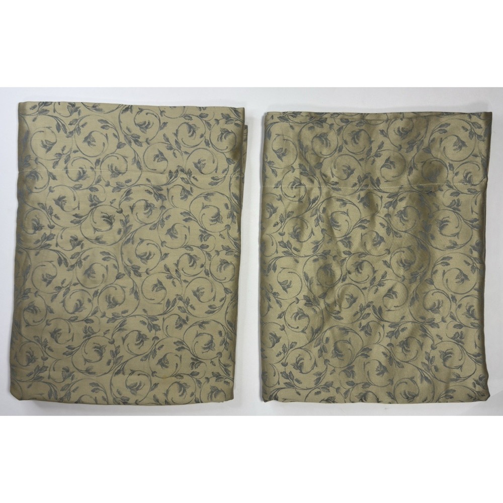 Nancy Koltes Sham Set KING Arabesque floral Vine Scroll Italy Sateen Botanical